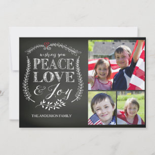 Modern Peace Kärlek Joy Chalkboard Julkort