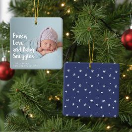 Modern Peace Love Newborn Baby's First Christmas Julgransprydnad Keramik