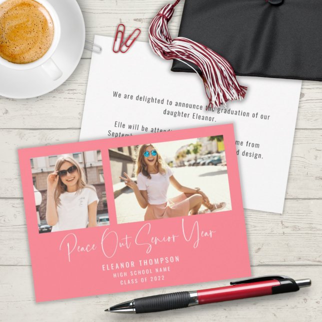 Modern Peace Out 2 Photo 2022 Studenten Rosa Meddelande (Skapare uppladdad)