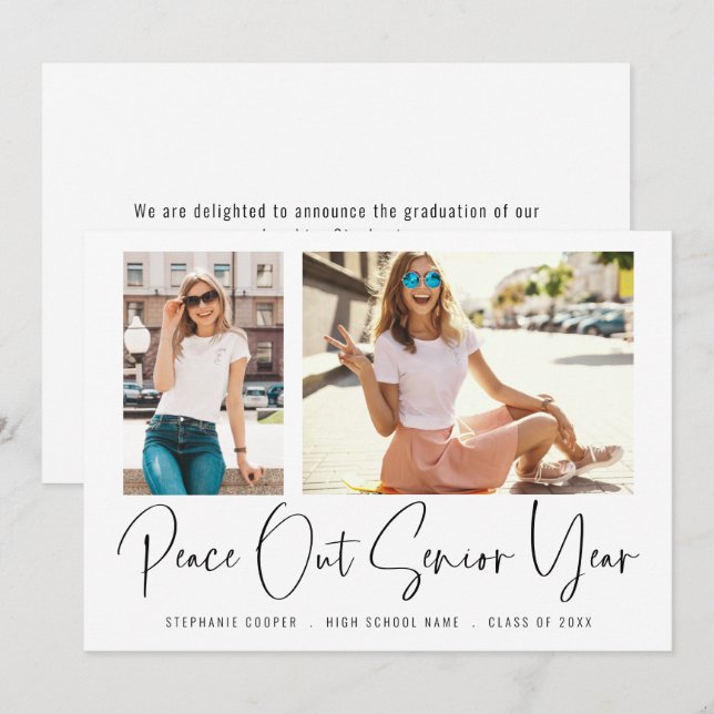 Modern Peace Out 2 Photos Script Studenten Meddelande (Fram/baksida)