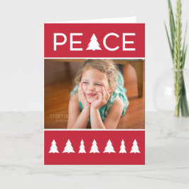Modern Peace Red White Träd Ditt foto Helgkort