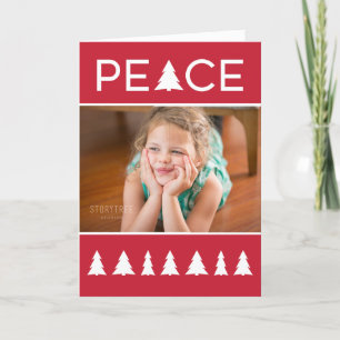 Modern Peace Red White Träd Ditt foto Helgkort