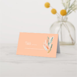 Modern Peach Abstrakt Blommigt Bröllop-monteringsk Placeringskort