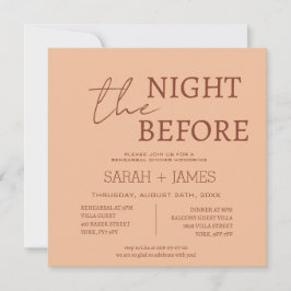 Modern Peach Beige Rehearsal Dinner Bröllop Square Inbjudningar