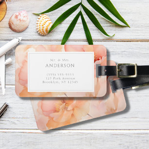Modern Peach Blommigt Newlyged Honeymoon Bagagebricka