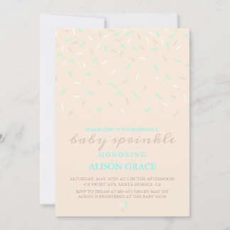 Modern Peach & Blue Baby Sprinkle-inbjudan Inbjudningar