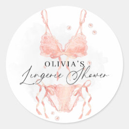 Modern Peach Blush Lingerie Bridal Shower Runt Klistermärke