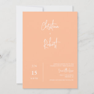 Modern Peach Boho Bröllop Photo QR Code OSA Inbjudningar