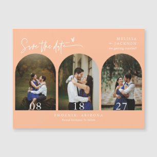Modern Peach Boho Spara datumteckningsfoto Magnet