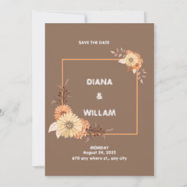 Modern Peach Brown bröllopsinbjudan Inbjudningar