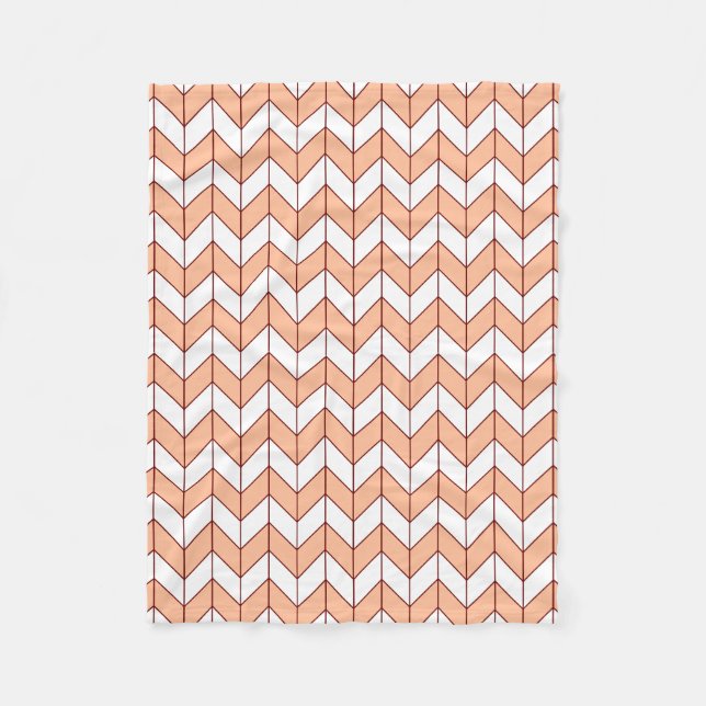 Modern Peach Burgundy Herringbone Fleecefilt (Framsidan)
