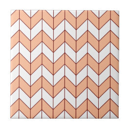 Modern Peach Burgundy Herringbone Kakelplatta