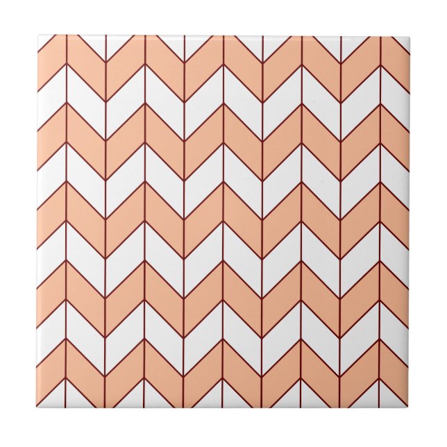 Modern Peach Burgundy Herringbone Kakelplatta (Framsidan)