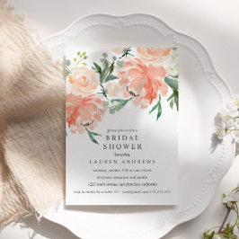 Modern Peach Coral Rosa Bouquet Möhippa Inbjudningar
