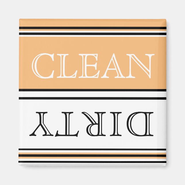 Modern Peach Dishwasher Dirty Clean Magnet (Framsidan)