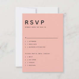 Modern Peach Editorial All Caps RSVP Card OSA Kort