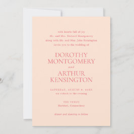 Modern Peach Elegant bröllop Inbjudningar