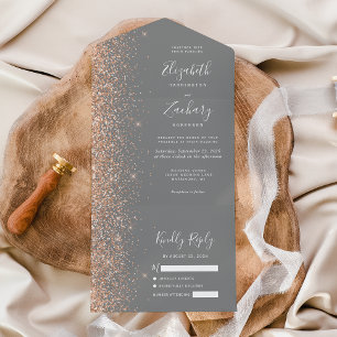Modern Peach Glitter Grå Bröllop