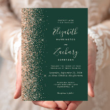 Modern Peach Glitter Kant Emerald Grönt Bröllop