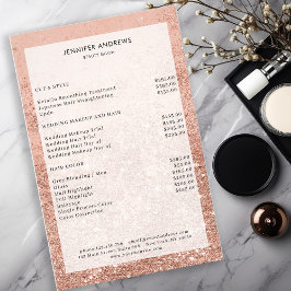 Modern Peach Glitter Salon Pris List Flyer
