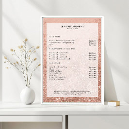 Modern Peach Glitter Salon Pris List Poster