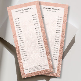 Modern Peach Glitter Salon Pris List-rackkort Reklamkort