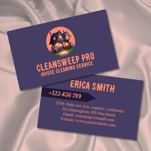 Modern Peach House Cleaner Maid Service-Logotyp Visitkort