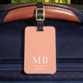 Modern Peach Monogram Bagagebricka
