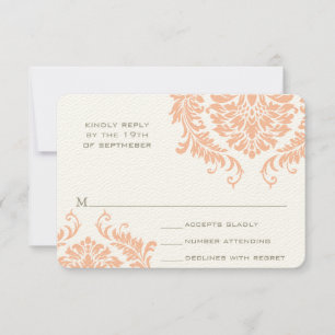 Modern Peach Mushroom Damask Wedlings OSA Kort