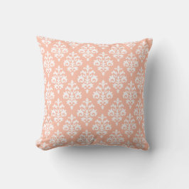 Modern Peach och White Damask Dekorativ kudde