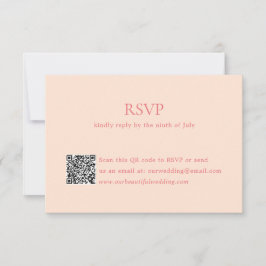 Modern Peach QR-kod Elegant bröllop OSA Kort