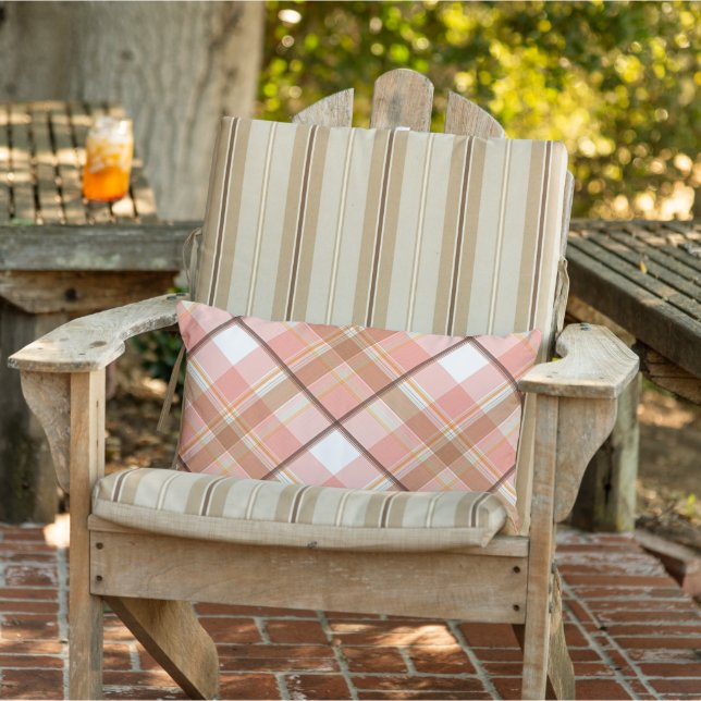 Modern Peach Red Orange White Brown Play Mönster Lumbarkudde (Stol)