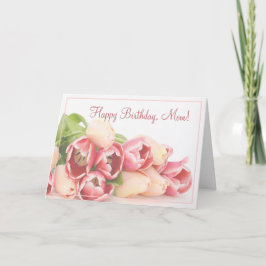 Modern Peach Rosa Blommigt Bouquet Mamma födelseda Kort