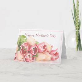 Modern Peach Rosa Blommigt Bouquet Mors dag Kort