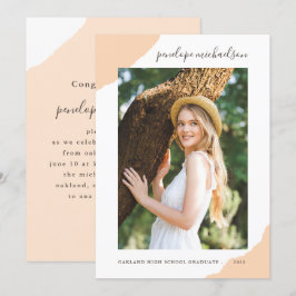 Modern Peach Stänk Photo Studentfest Inbjudningar