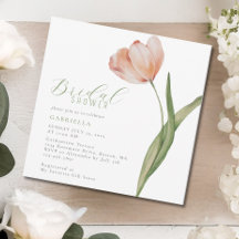 Modern Peach Watercolor Tulip Grönt Möhippa