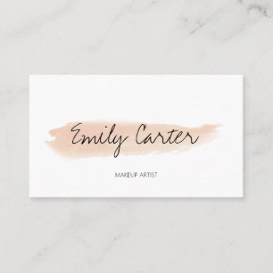 Modern Peach Watercolor Vit Smink Artist MUA Visitkort