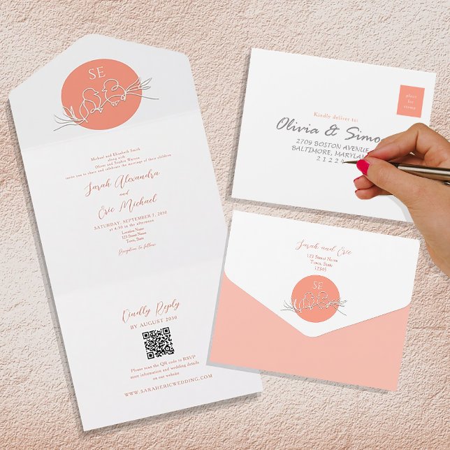 Modern Peachy Lovepar Wedding (Skapare uppladdad)