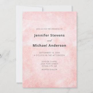 Modern Peachytonsk Minimalistisk Bröllop Inbjudningar