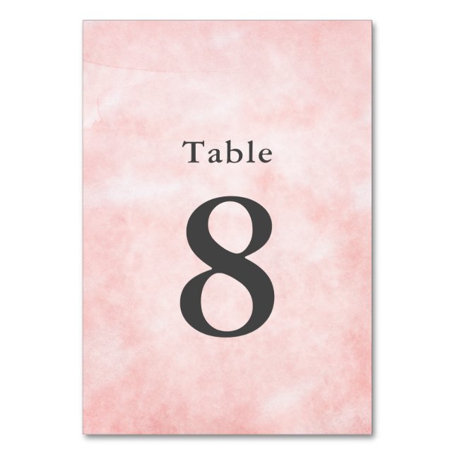 Modern Peachytonsvattenfärg Ren Minimalistisk Bröl Bordsnummer (Framsidan)