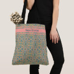 Modern Peacock Blue Mönster Tote Bag Tygkasse<br><div class="desc">Snyggt och modernt blått med senap gult färg i säcken som kan vara personlig.</div>