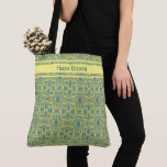Modern Peacock Blue Mönster Tote Bag Tygkasse<br><div class="desc">Snyggt och modernt blått med senap gult färg i säcken som kan vara personlig. En typ utskrift.</div>