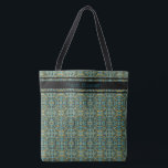 Modern Peacock Blue Mönster Tote Bag Tygkasse<br><div class="desc">Snyggt och modernt blått med senap gult färg i säcken som kan vara personlig.</div>