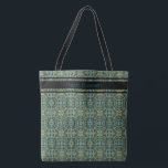 Modern Peacock Blue Mönster Tote Bag Tygkasse<br><div class="desc">Snyggt och modernt blått med senap gult färg i säcken som kan vara personlig.</div>