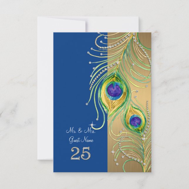 Modern Peacock Feather DIY Personlig Place Card Inbjudningar (Framsida)