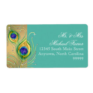 Modern Peacock Feather Faux Jewel Rulla Turcos Fraktsedel