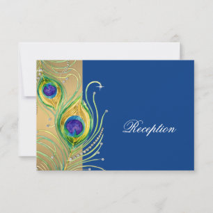 Modern Peacock Feathers Faux Jewel Rulla Swirl Inbjudningar