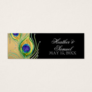 Modern Peacock Feathers Faux Jewel Rulla Swirl Litet Visitkort