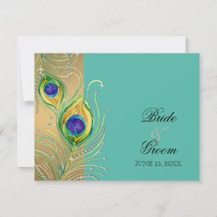 Modern Peacock Feathers Faux Jewel Rulla Swirl OSA Kort