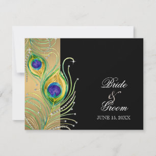 Modern Peacock Feathers Faux Jewel Rulla Swirl OSA Kort